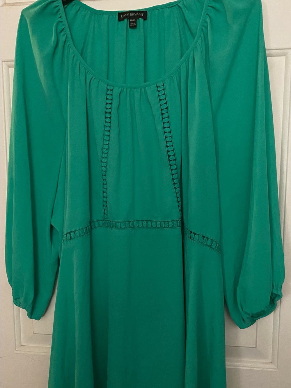 Lane Bryant Emerald Green Peasant Blouse Size 22/24